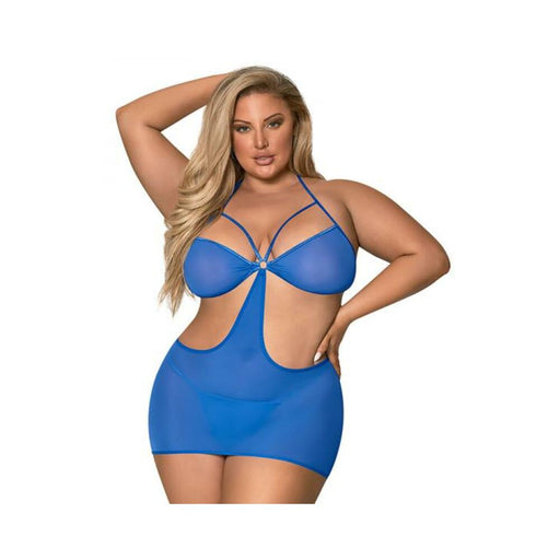 Magic Silk Sassy Cutout Dress & G-string Set Cobalt Queen | SexToy.com