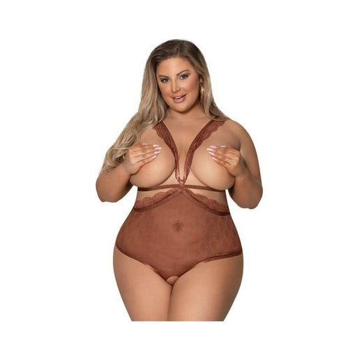 Magic Silk Caramel Kiss Teddy W Open Back Carmel Queen  Size | SexToy.com