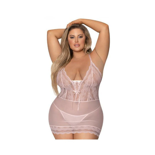 Magic Silk Seabreeze Lace Up Chemise & G Black Queen  Size | SexToy.com