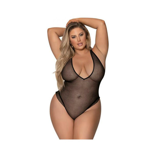 Magic Silk Girl Next Door Plunge Teddy Black Queen Size | SexToy.com