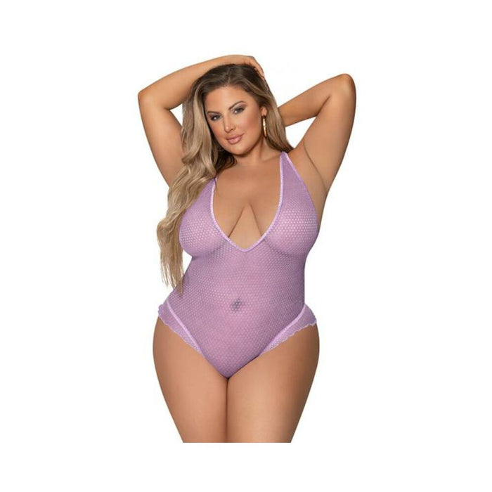 Magic Silk Girl Next Door Plunge Teddy Lilac Queen Size | SexToy.com