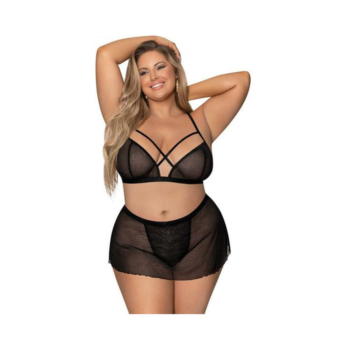 Magic Silk Girl Next Door Bralette W Skirt Black Queen Size | SexToy.com
