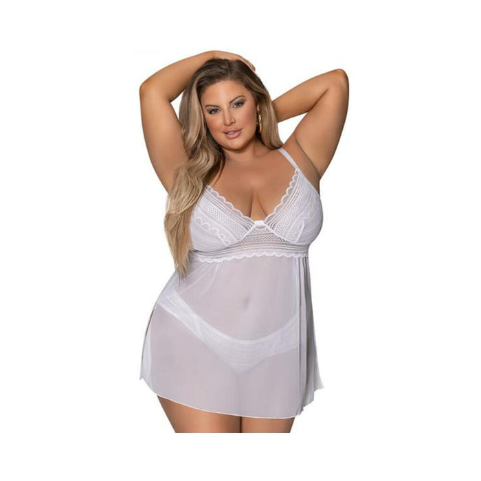 Magic Silk Modern Romance Baby Doll & Thongng White Queen Size | SexToy.com