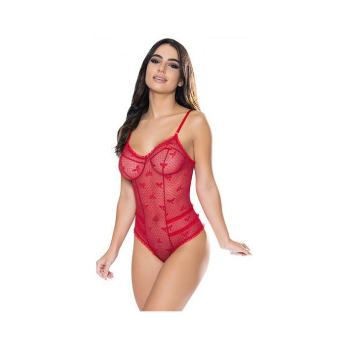 Magic Silk With Love Cheeky Teddy With Snap Crotch Red S/m