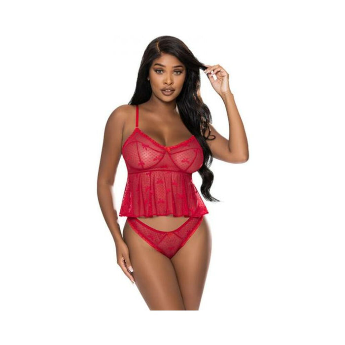 Magic Silk With Love Flutter Cami & Cheeky Panty Set Red S/m
