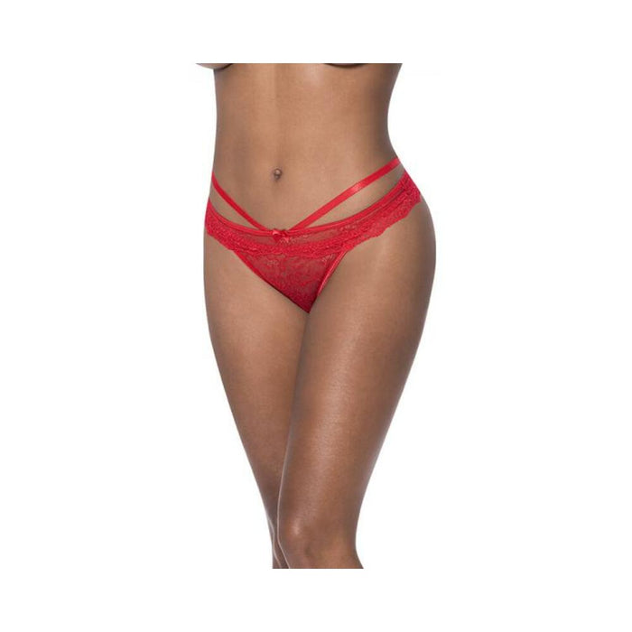 Magic Silk Ooh La Lace Peek-a-boo Cheeky Panty Red S/m