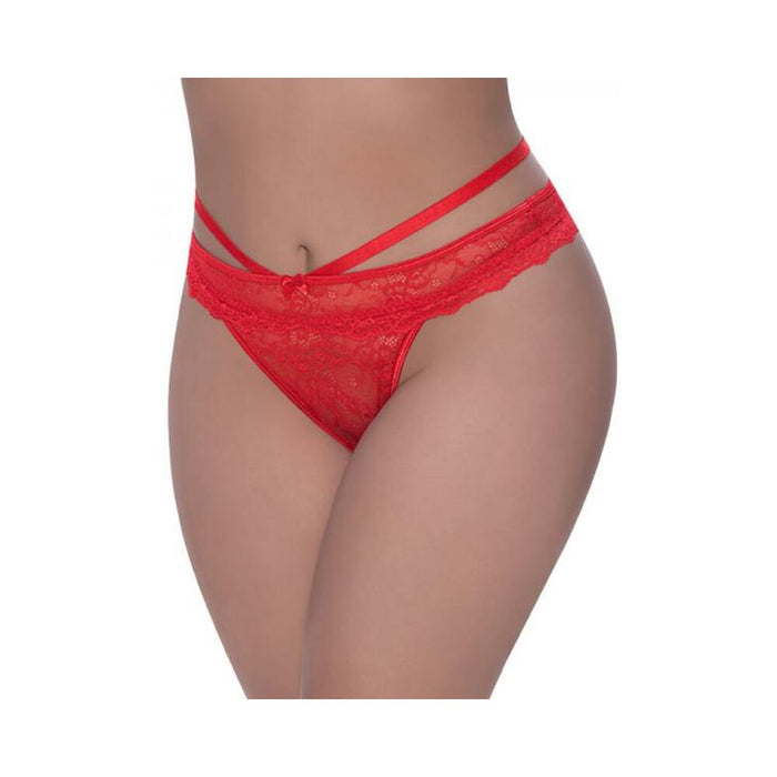 Magic Silk Ooh La Lace Peek-a-boo Cheeky Panty Red Queen Size