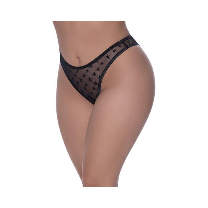 Magic Silk Love Star High Leg High Waist Micro Tanga Black Queen Size