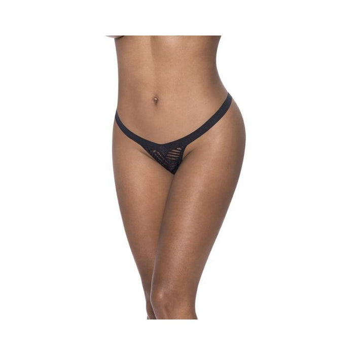 Magic Silk Rude Awakening Split Crotch Thong Black L/xl