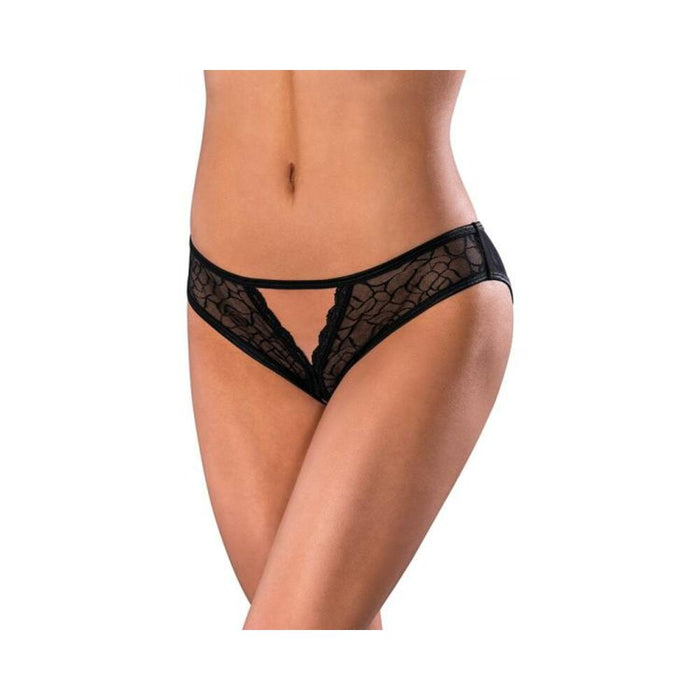Magic Silk Soft Petals Crotchless Panty Black S/m