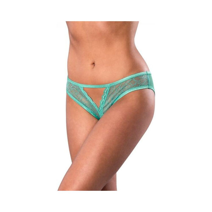 Magic Silk Soft Petals Crotchless Panty Aqua S/m