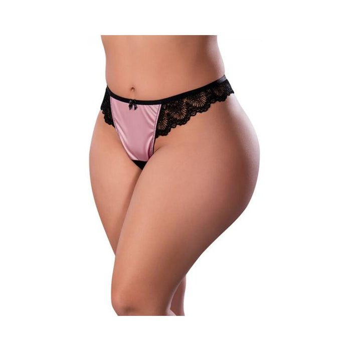 Magic Silk Sensual Desires Crotchless Thong Mauve Queen Size