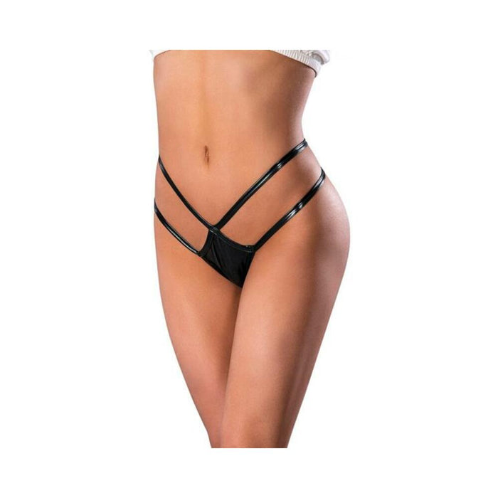 Magic Silk Liquid Onyx Crotchless Panty Black L/xl