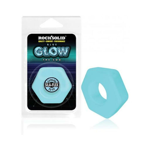 Rock Solid Sila-flex Glow-in-the-dark The Cog C-ring Blue | SexToy.com