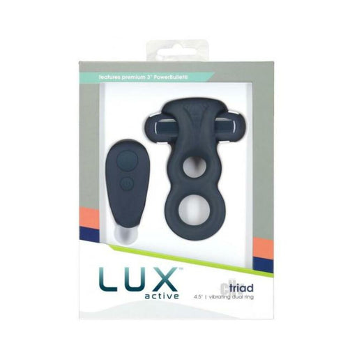 Lux Active Triad 4.5 In. Vibrating Dual Ring Silicone Black | SexToy.com