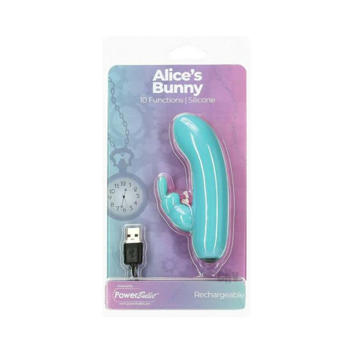 Alices Bunny Rechargeable Bullet With Removable Rabbit Sleeve Teal | SexToy.com