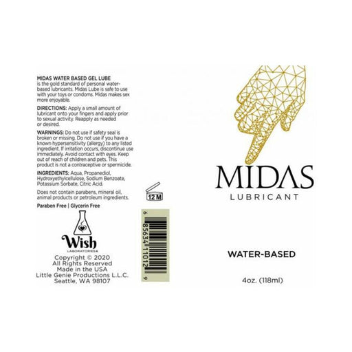 Midas Lubricant 4 Oz. 510k Water-based Lube | SexToy.com