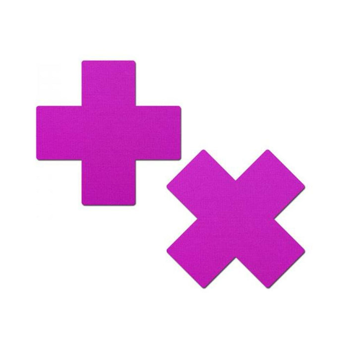 Pastease Plus X: Neon Purple Cross Nipple Pasties