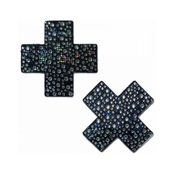 Pastease Crystal Sparkling Crosses Pasties Black