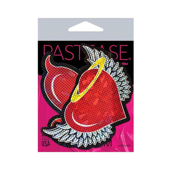 Pastease Angel & Devil Glitter Heart - Red O/s