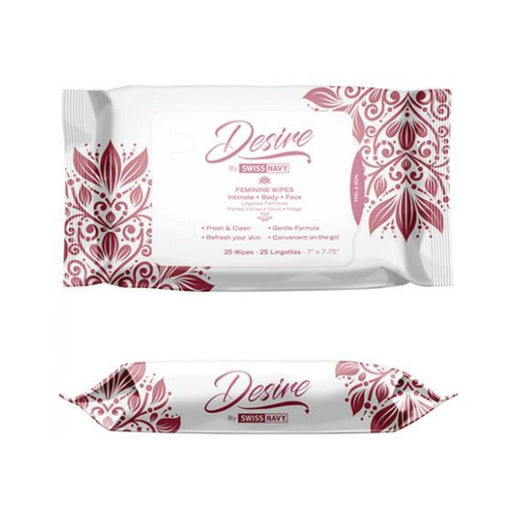 Swiss Navy Desire Unscented Feminine Wipes 25ct 6pc Display | SexToy.com
