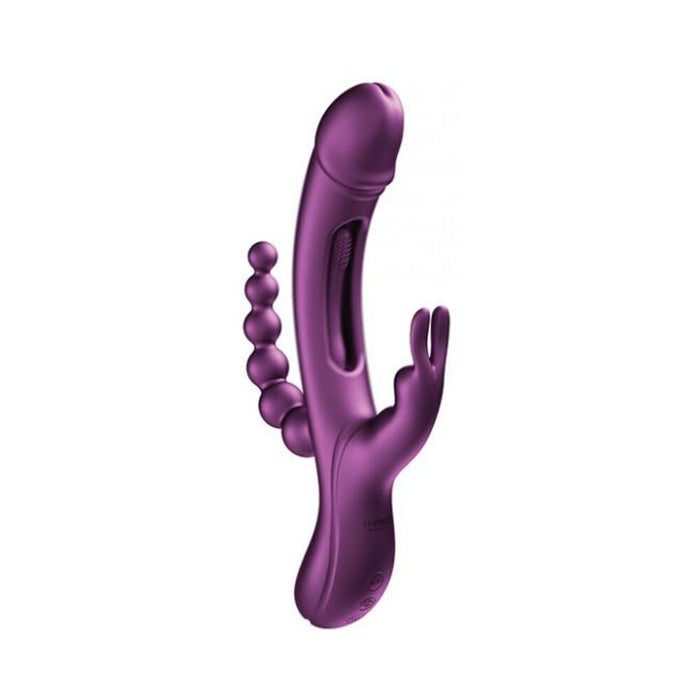 Trilux Kinky Finger Rabbit Vibrator With Anal Beads - Purple