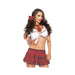 4-piece Miss Prep School Cropped Tie Top, Skirt, Tie, And Hair Bows S/m Red/white | SexToy.com