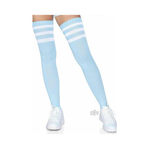 Athlete Thigh Hi 3 Stripe Top Os Lt Blu | SexToy.com