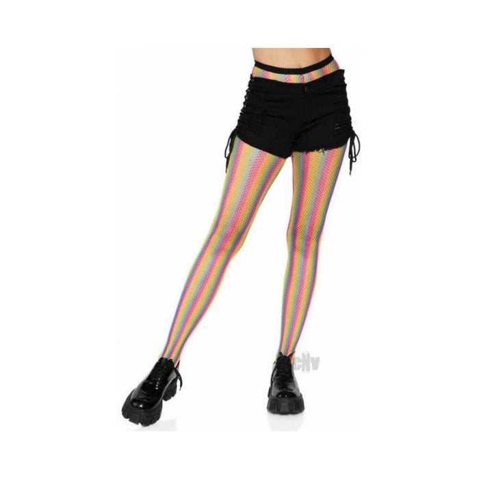 Neon Rainbow Stripe Pantyhose Os