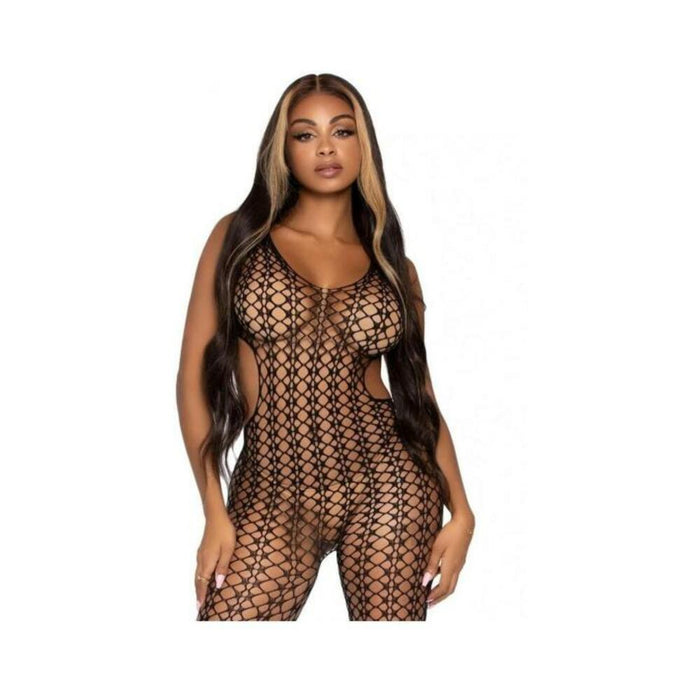 Lattice Net Footless Bodystocking Os Blk