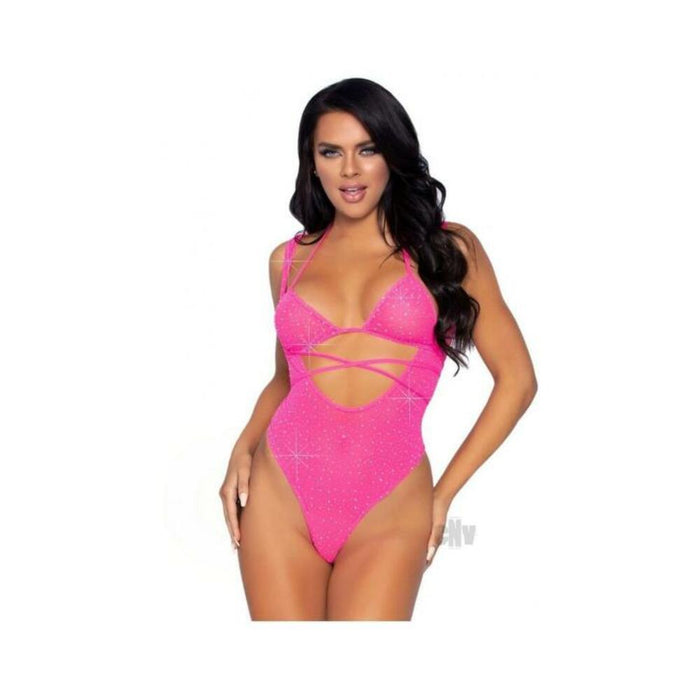 Rhinestone Mesh Wrap Around 2pc Os Pnk