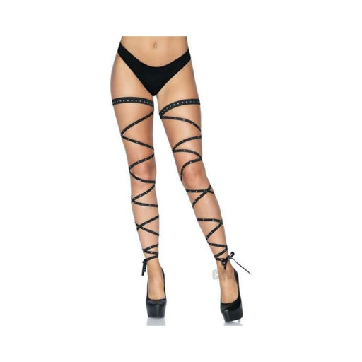 Rhinestone Garter Leg Wrapes Os Black | SexToy.com