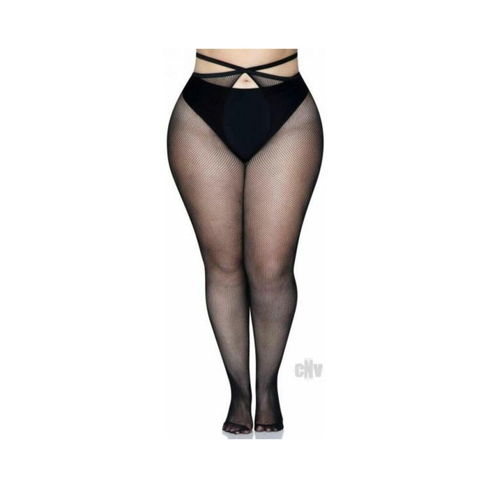 Micro Net Strap Crotchl Tights 1x/2x Blk | SexToy.com