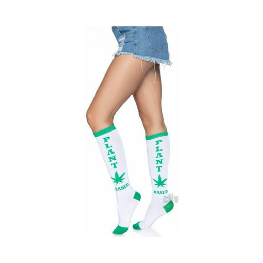Plant Based Knee Highs Os White/green | SexToy.com