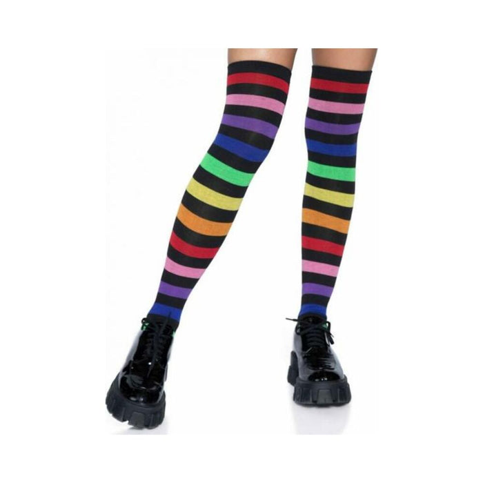 Acrylic Rainbow Thigh High Socks Os | SexToy.com