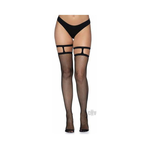 Fishnet Thigh High Garter Top Os Black | SexToy.com