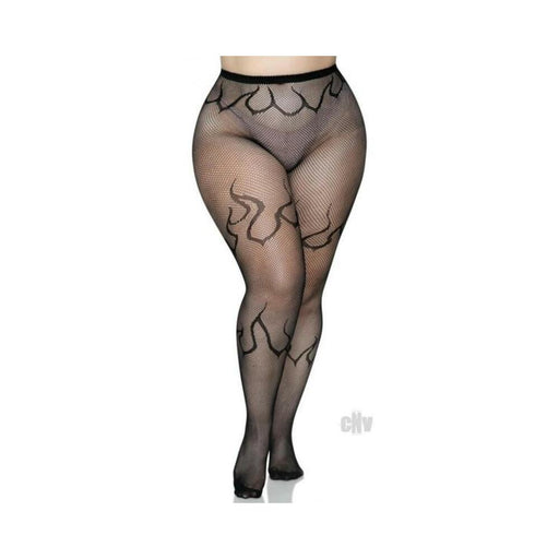 Flame Net Tights 1x/2x Black | SexToy.com