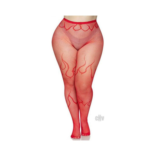 Flame Net Tights 1x/2x Red | SexToy.com