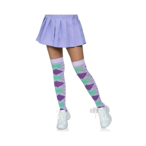 Argyle Knit Over The Knee Socks Os Lav | SexToy.com