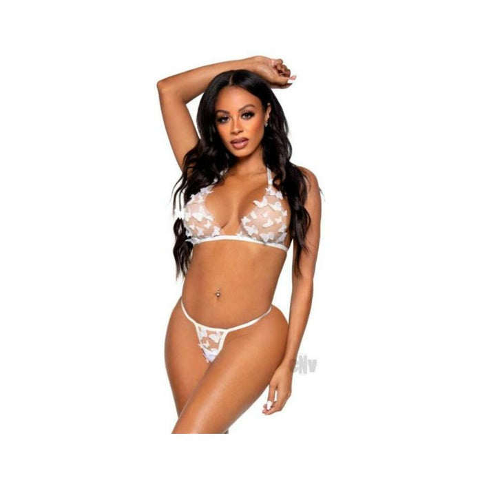 Sheer Butterfly Bra/gstring 2pc Sm Wht | SexToy.com