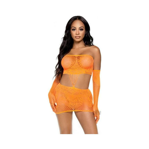 Strap Lace Tube Dress/gloves 2pc Os Orng | SexToy.com