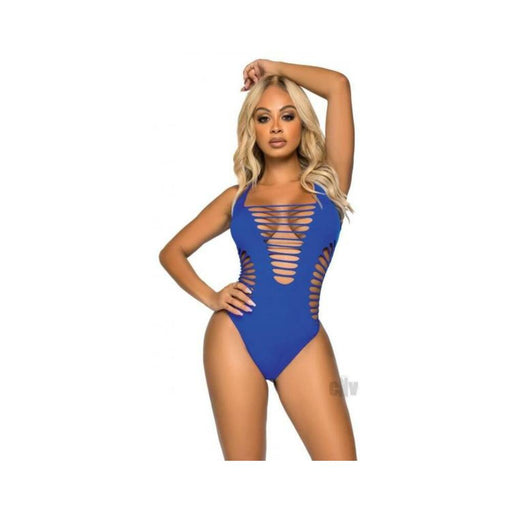 Seamless Shred Thong Bodysuit Os Blu | SexToy.com