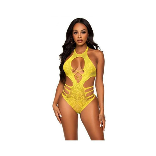 Seamless Lace Strappy Bodysuit Os Ylw | SexToy.com