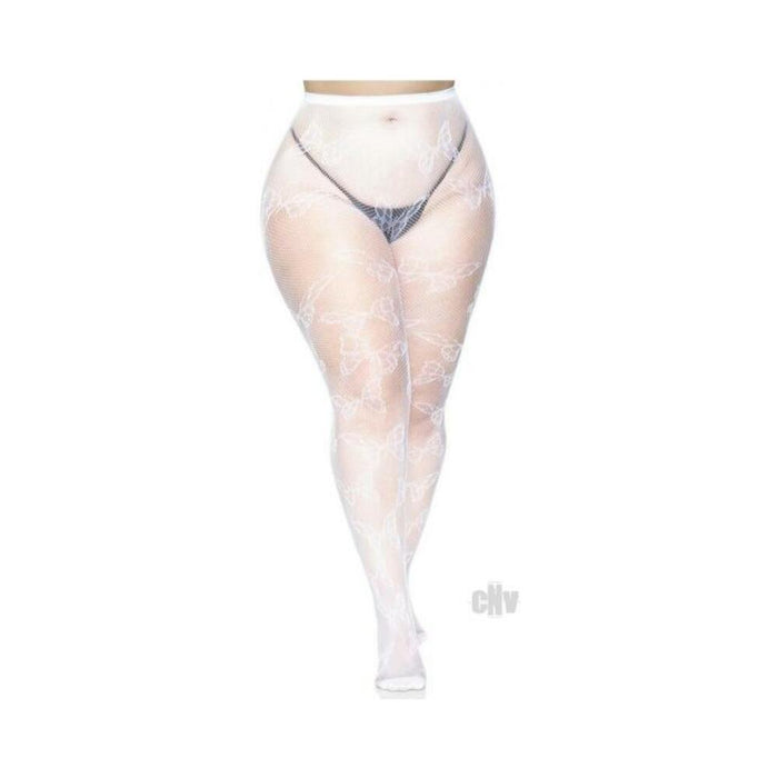 Butterfly Net Tights 1x/2x White