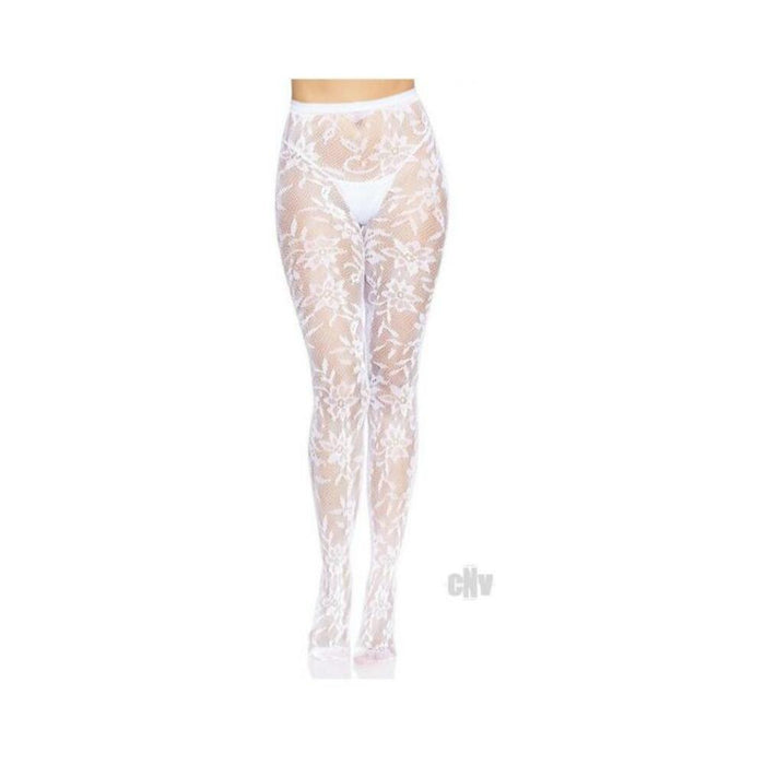 Seamless Chantilly Floral Tights Os Wht