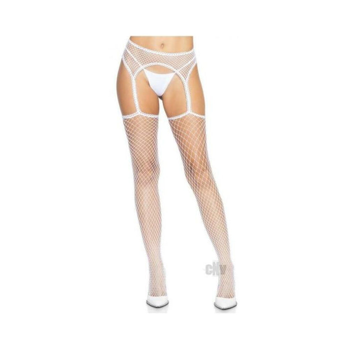 Indust Stocking Scallop Garter Os Wht