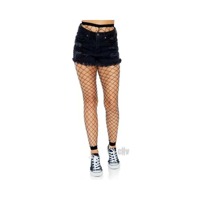 Diamond Net Footless Tights Os Blk