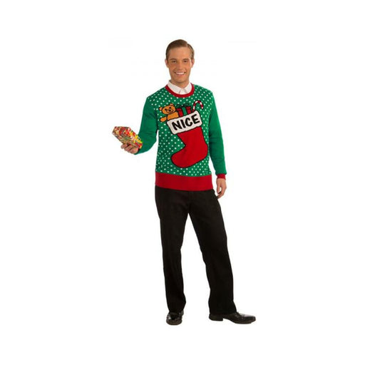 Christmas Sweater Nice Stocking Green XL | SexToy.com