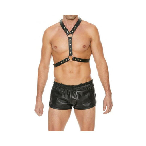 Premium Leather Harness With Metal Snaps Black | SexToy.com