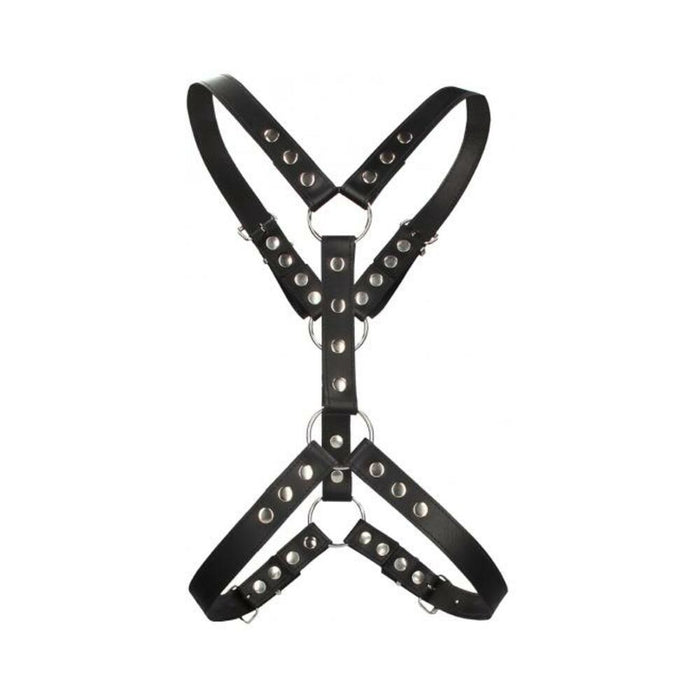Premium Leather Harness With Metal Snaps Black | SexToy.com